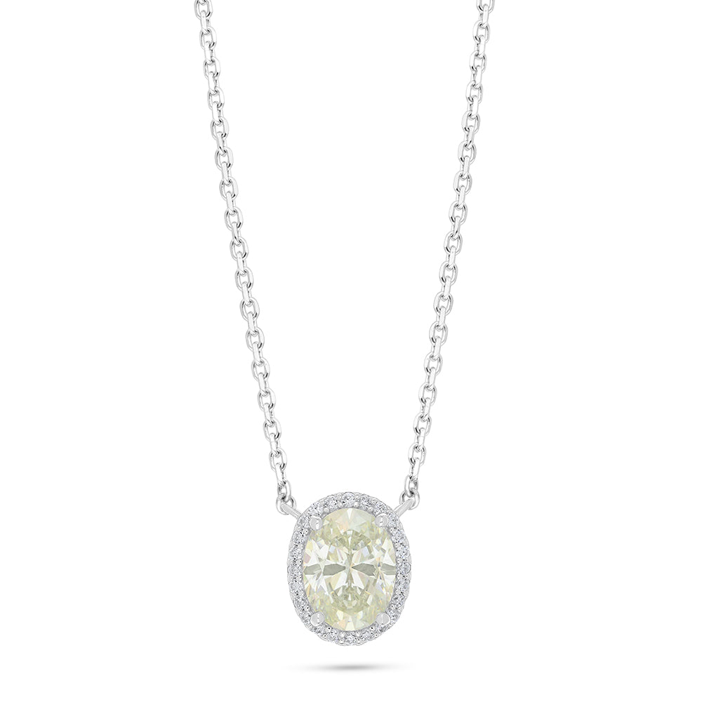 Sterling Silver 925 Necklace Rhodium Plated Embedded With Diamond Zircon And White Zircon