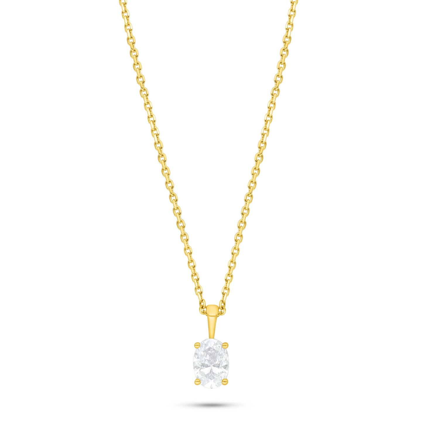 عقد من الفضة الخالصة عيار 925 مطلي ذهبي مرصع فص ابيض