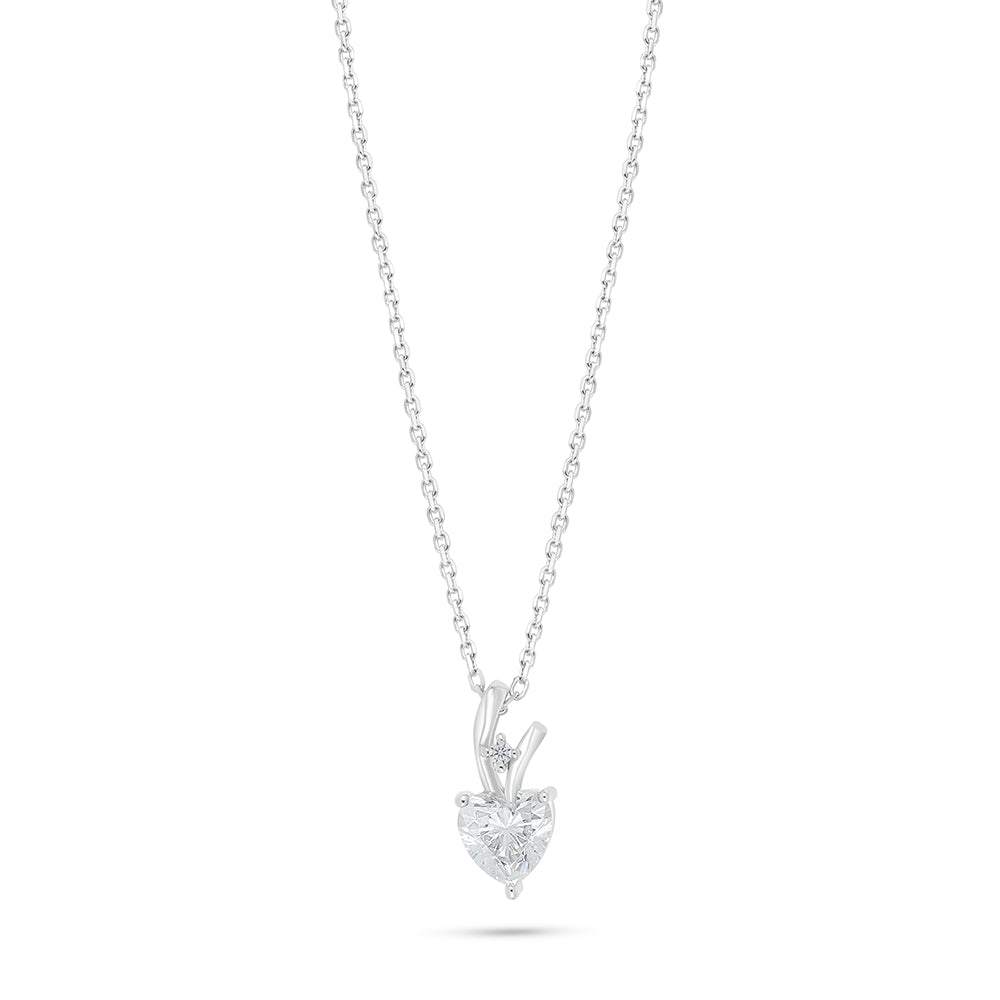 Sterling Silver 925 Necklace Rhodium Plated Embedded With White Zircon