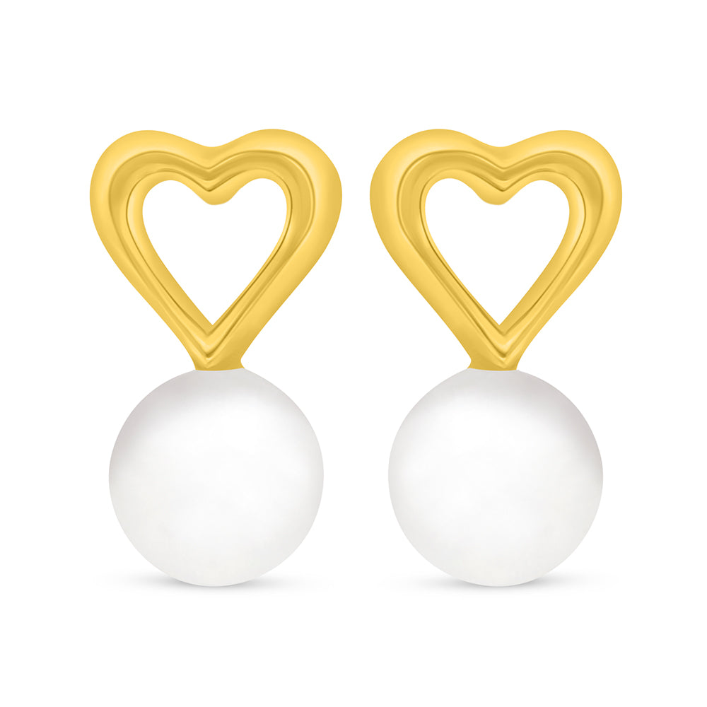 اقراط من الفضة الخالصة عيار 925 مطلية ذهبي مرصعة لولو ابيض طبيعي