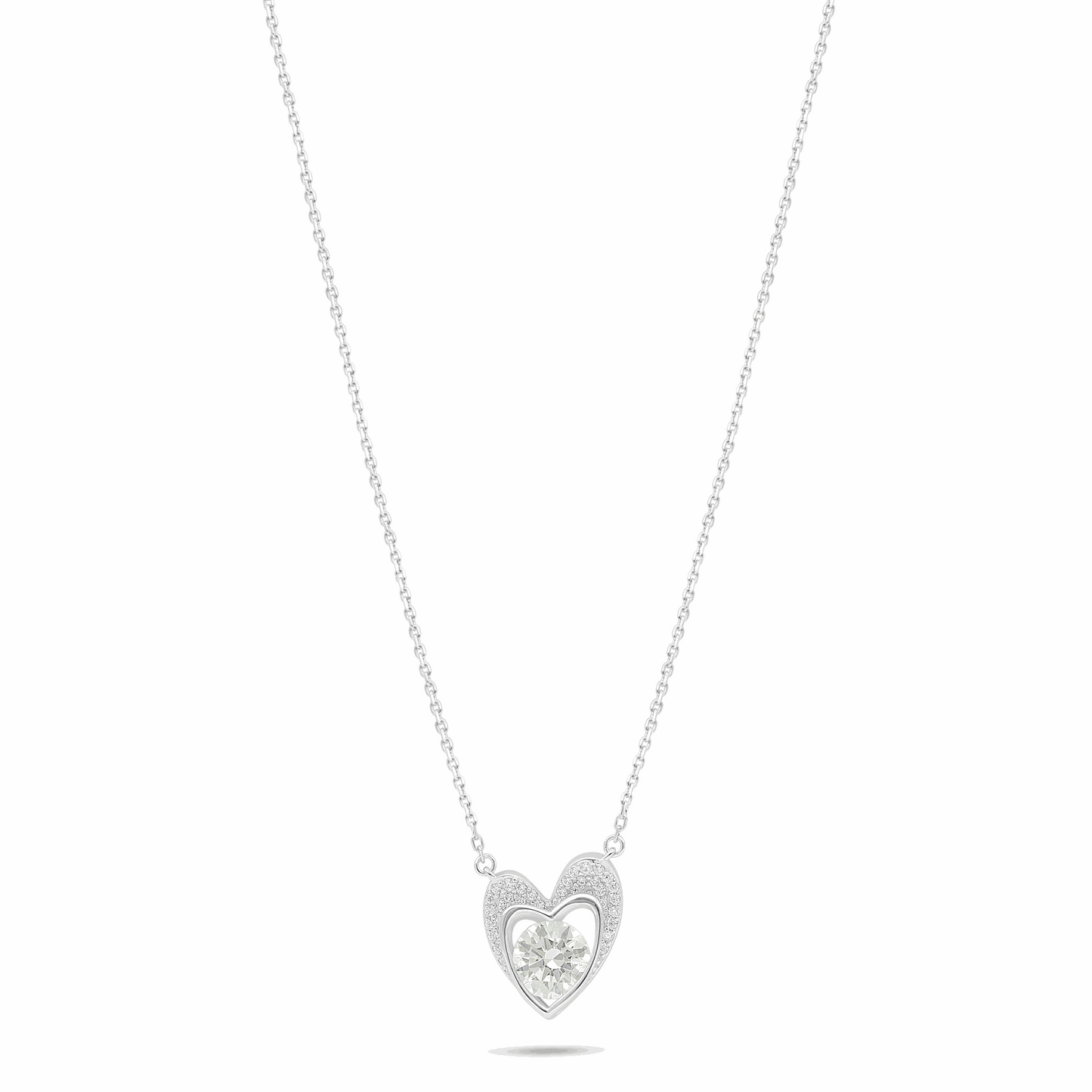 Sterling Silver 925 Necklace Rhodium Plated Embedded With Diamond Zircon And White Zircon