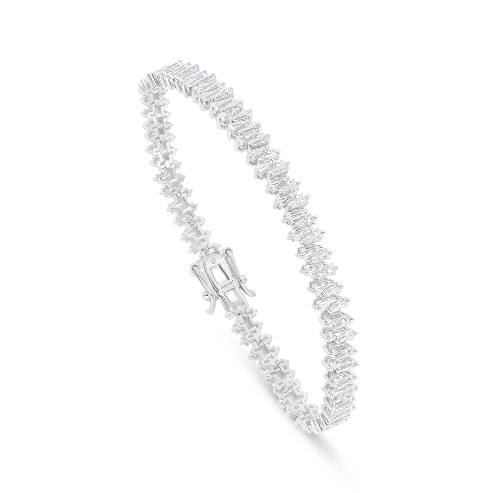 اسورة من الفضة الخالصة عيار 925 مطلية روديوم مرصعة فص ابيض