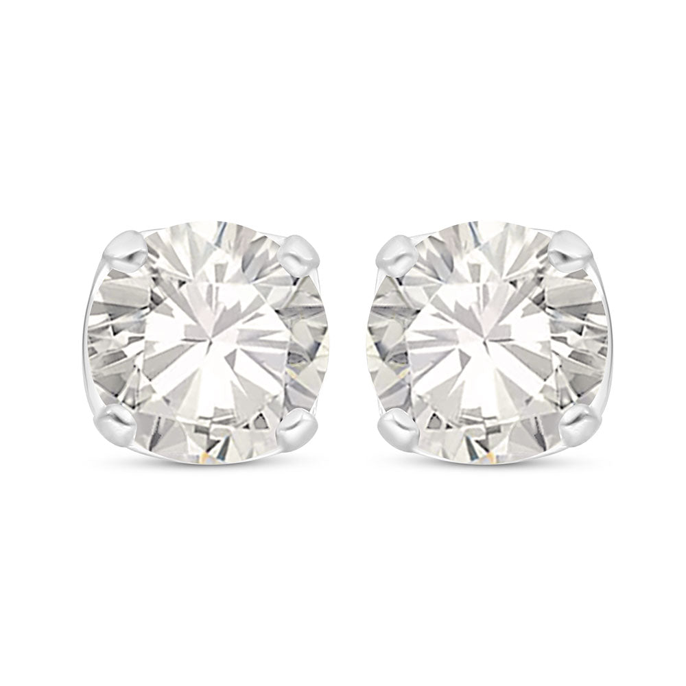 Sterling Silver 925 Earring Rhodium Plated Embedded With Diamond Zircon