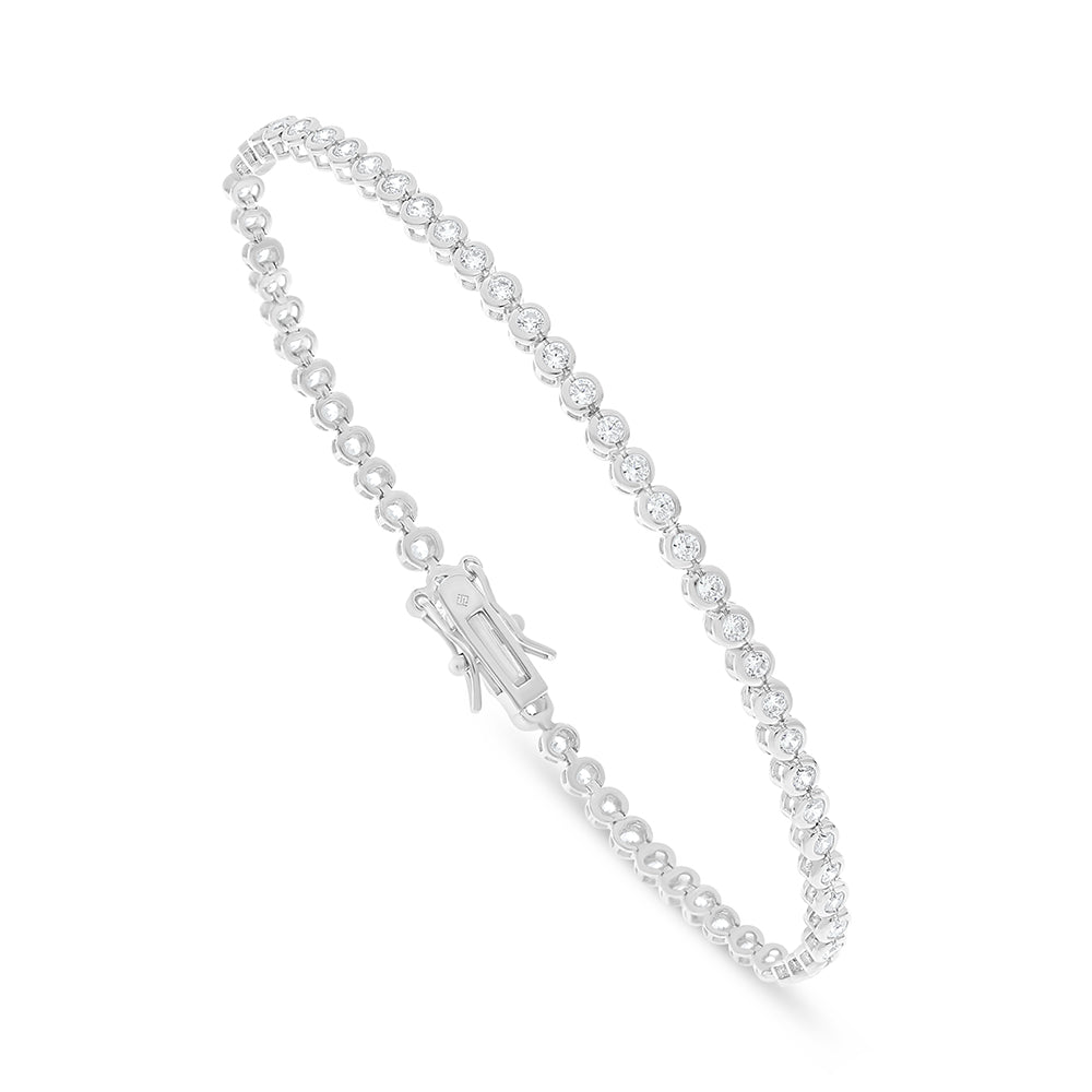 Sterling Silver 925 Bracelet Rhodium Plated Embedded With White Zircon
