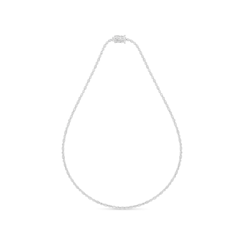 Sterling Silver 925 Necklace Rhodium Plated Embedded With White Zircon