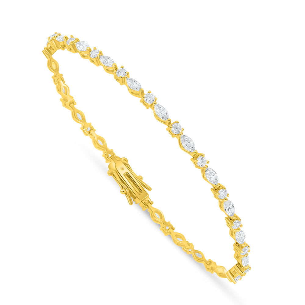 Sterling Silver 925 Bracelet Golden Plated Embedded With White Zircon