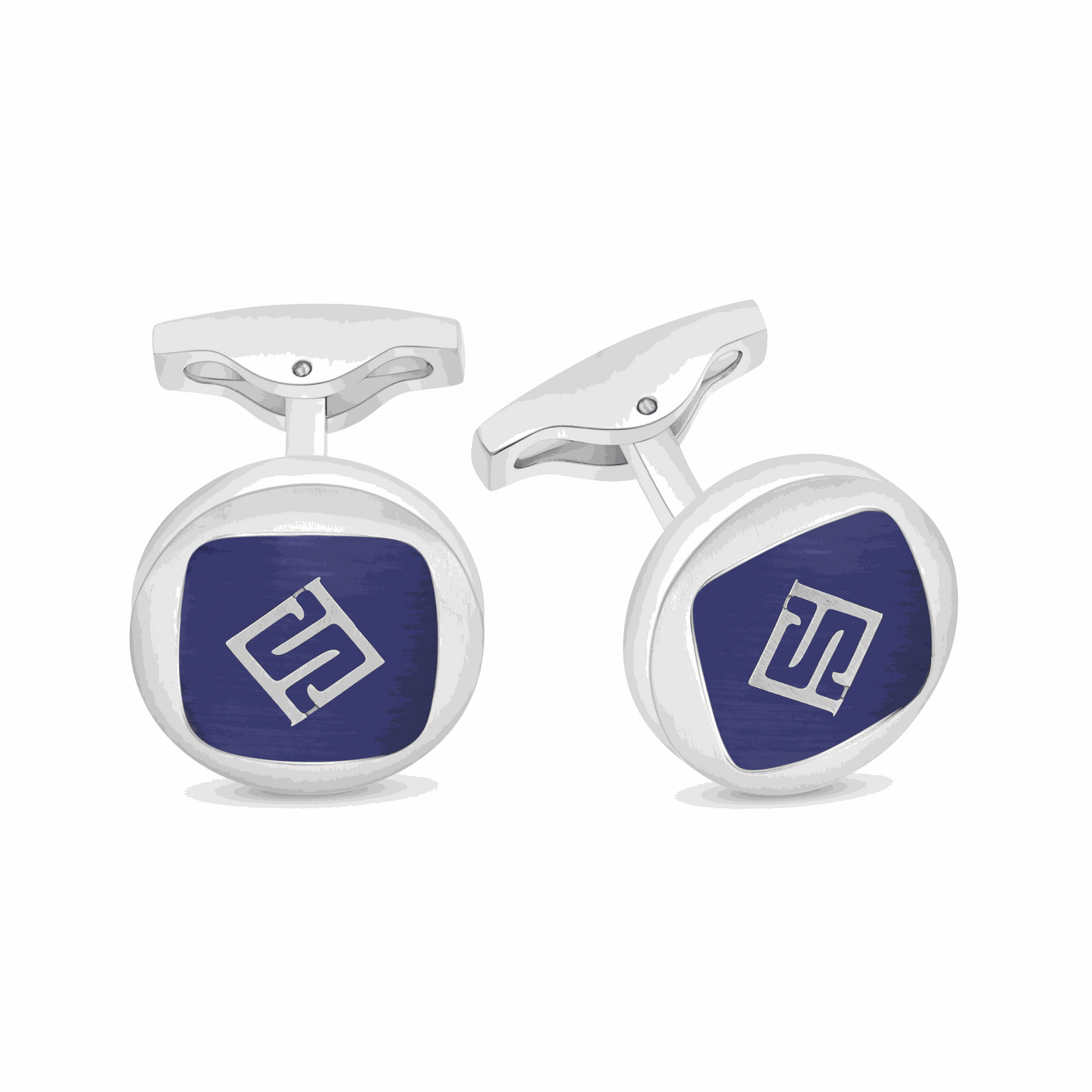 كبك ستانلس ستيل لون فضي عيار L316 مرصع احجار عين النمر ازرق Matt Steel