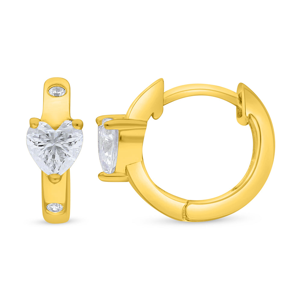 Sterling Silver 925 Earring Golden Plated Embedded With White Zircon