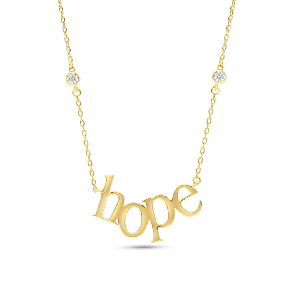 Sterling Silver 925 Necklace Gold Plated Embedded With White CZ