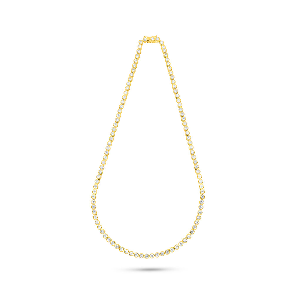 Sterling Silver 925 Necklace Golden Plated Embedded With White Zircon