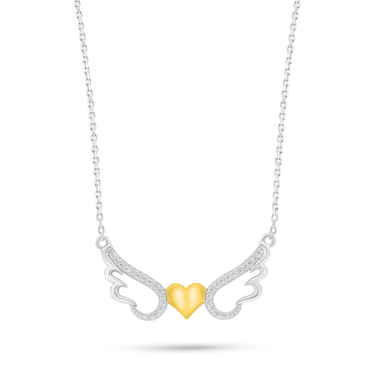 Sterling Silver 925 Necklace Rhodium And Golden Plated Embedded With White Zircon