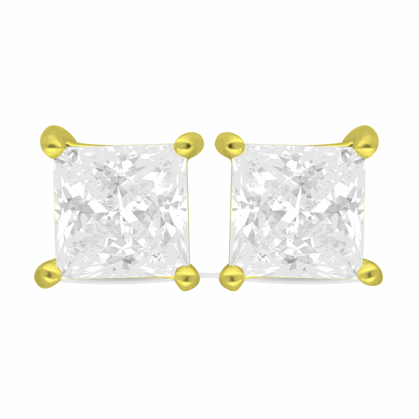 اقراط من الفضة الخالصة عيار 925 مطلية ذهبي مرصعة فص ابيض