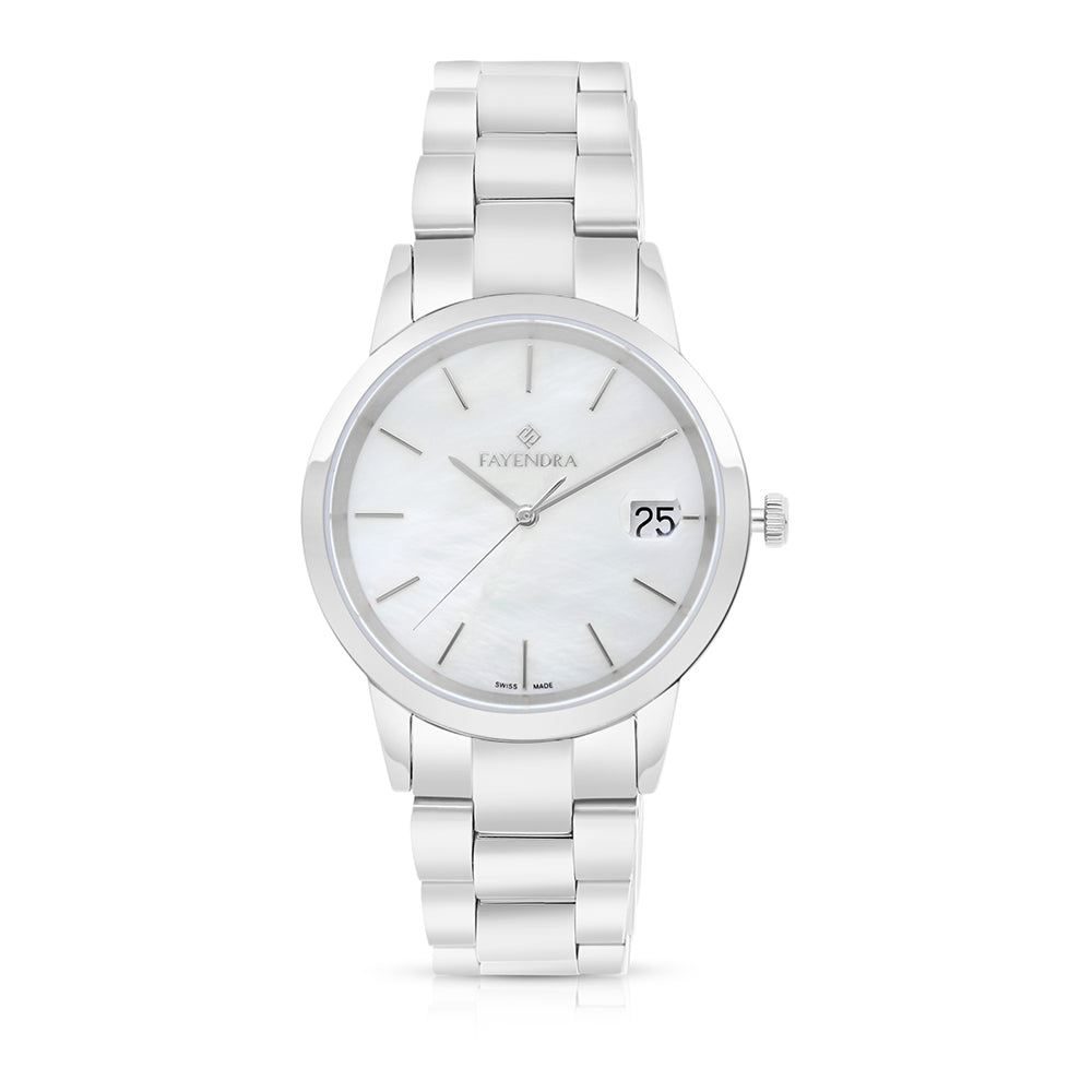 Stainless Steel 316 Watch Silver Color - WHITE MOP DIAL