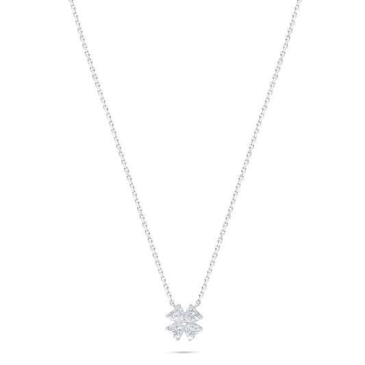 Sterling Silver 925 Necklace Rhodium Plated Embedded With White Zircon