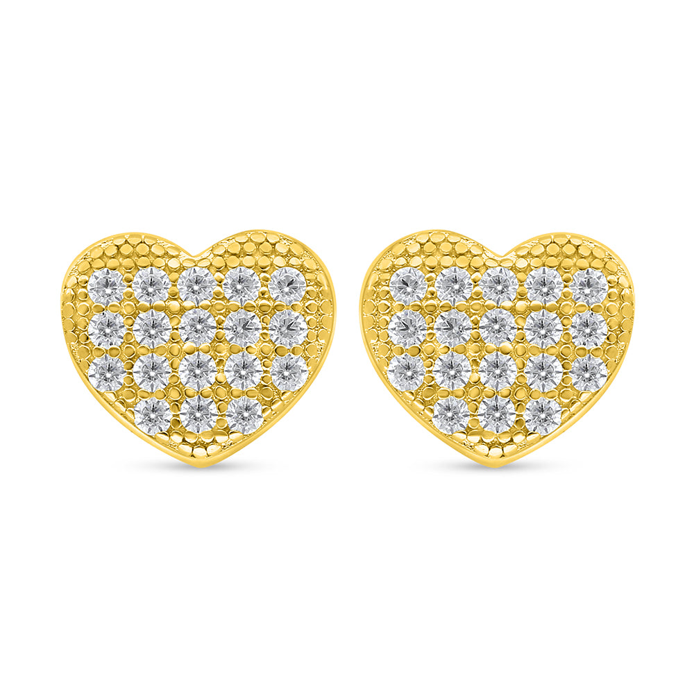 Sterling Silver 925 Earring Golden Plated Embedded With White Zircon
