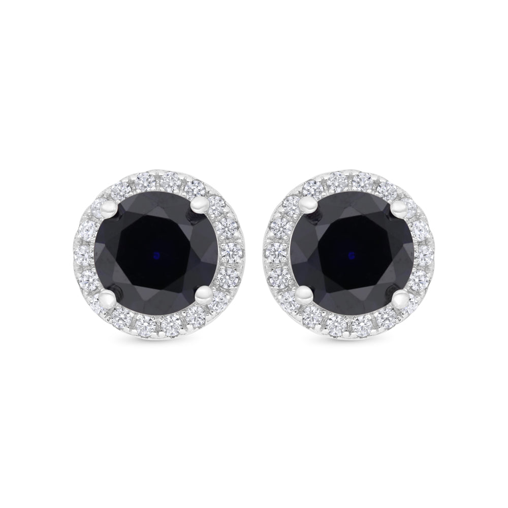 اقراط من الفضة الخالصة عيار 925 مطلية روديوم مرصعة زفير كروندوم و فص ابيض