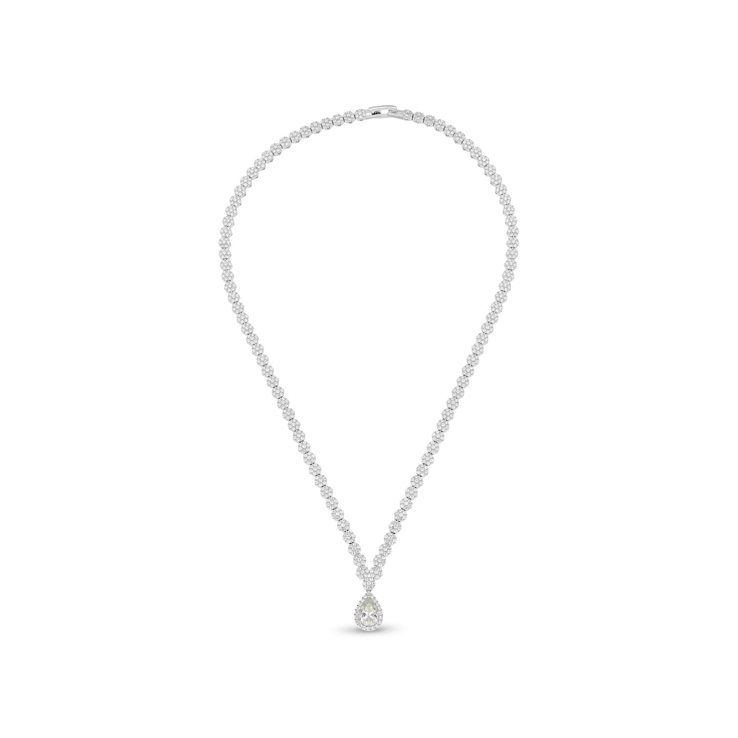Sterling Silver 925 SET Rhodium Plated Embedded With Yellow Diamond And White Zircon