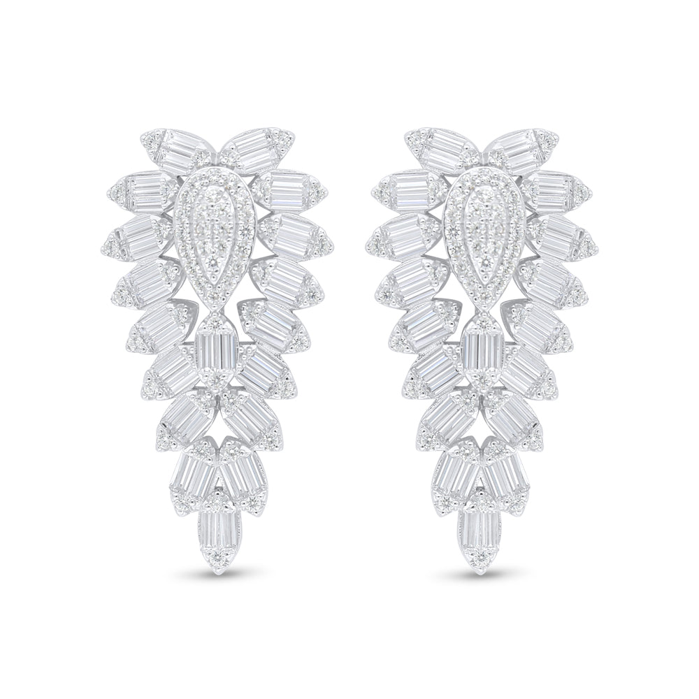 اقراط من الفضة الخالصة عيار 925 مطلي روديوم مرصع فص ابيض