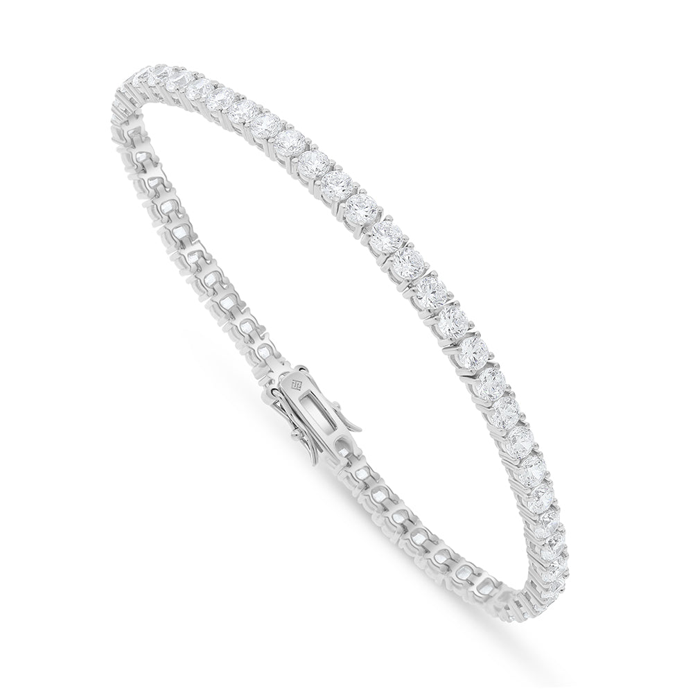 Sterling Silver 925 Bracelet Rhodium Plated Embedded With White Zircon
