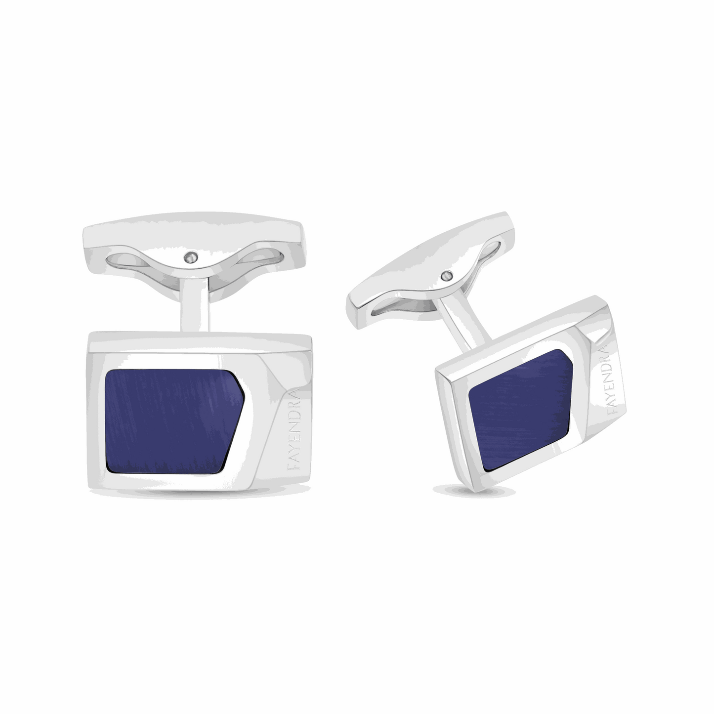 كبك ستانلس ستيل لون فضي عيار L316 مرصع احجار عين النمر ازرق Shiny Steel