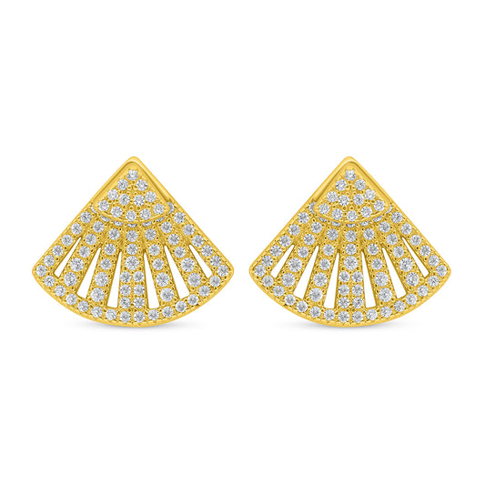 اقراط من الفضة الخالصة عيار 925 مطلية ذهبي مرصعة فص ابيض