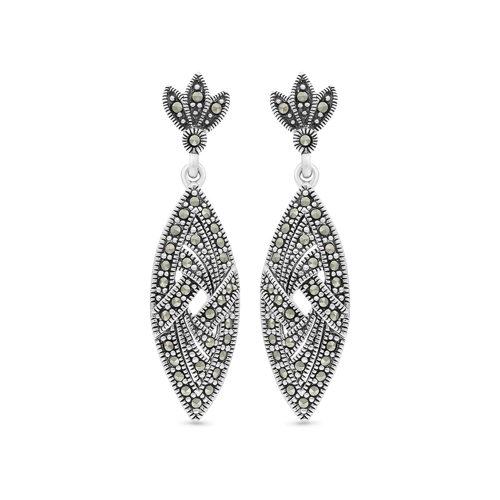 Sterling Silver 925 Earring Embedded With Marcasite Stones