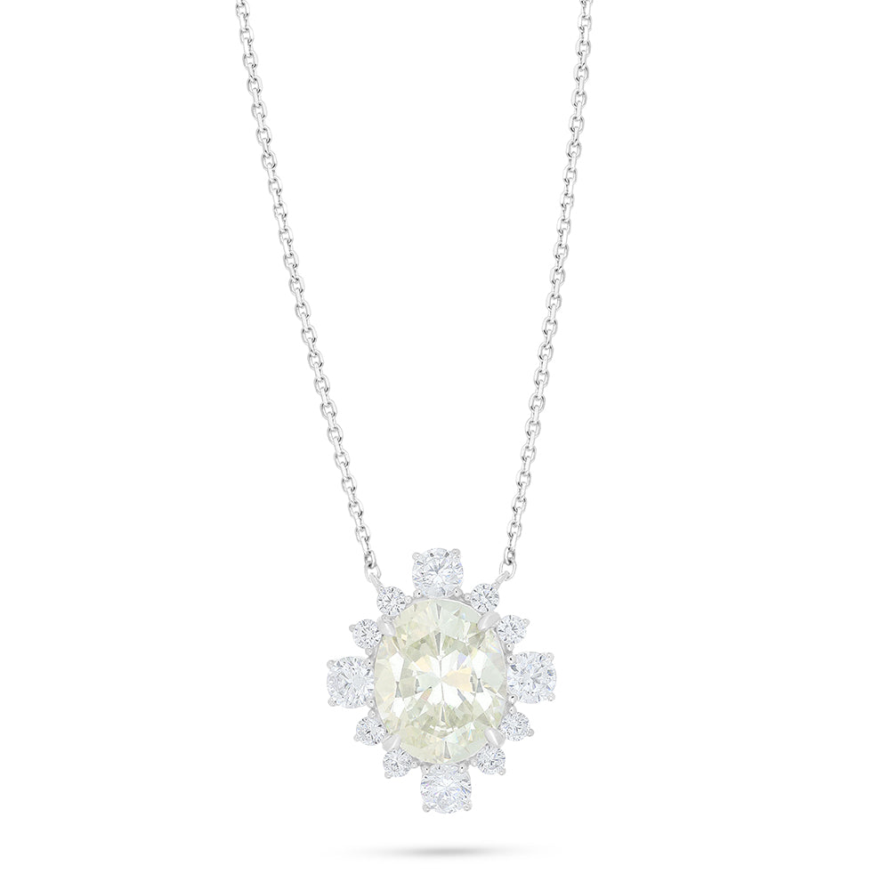 Sterling Silver 925 Necklace Rhodium Plated Embedded With Diamond Zircon And White Zircon