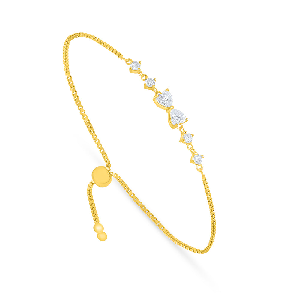 Sterling Silver 925 Bracelet Golden Plated Embedded With White Zircon