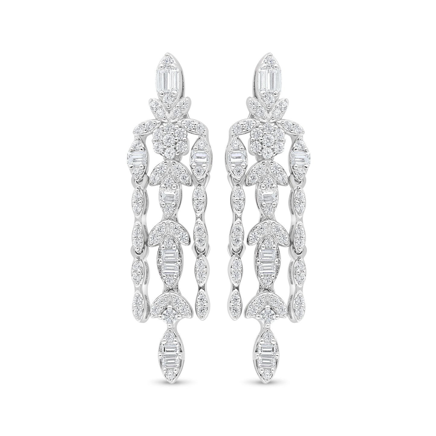 Sterling Silver 925 SET Rhodium Plated Embedded With White Zircon