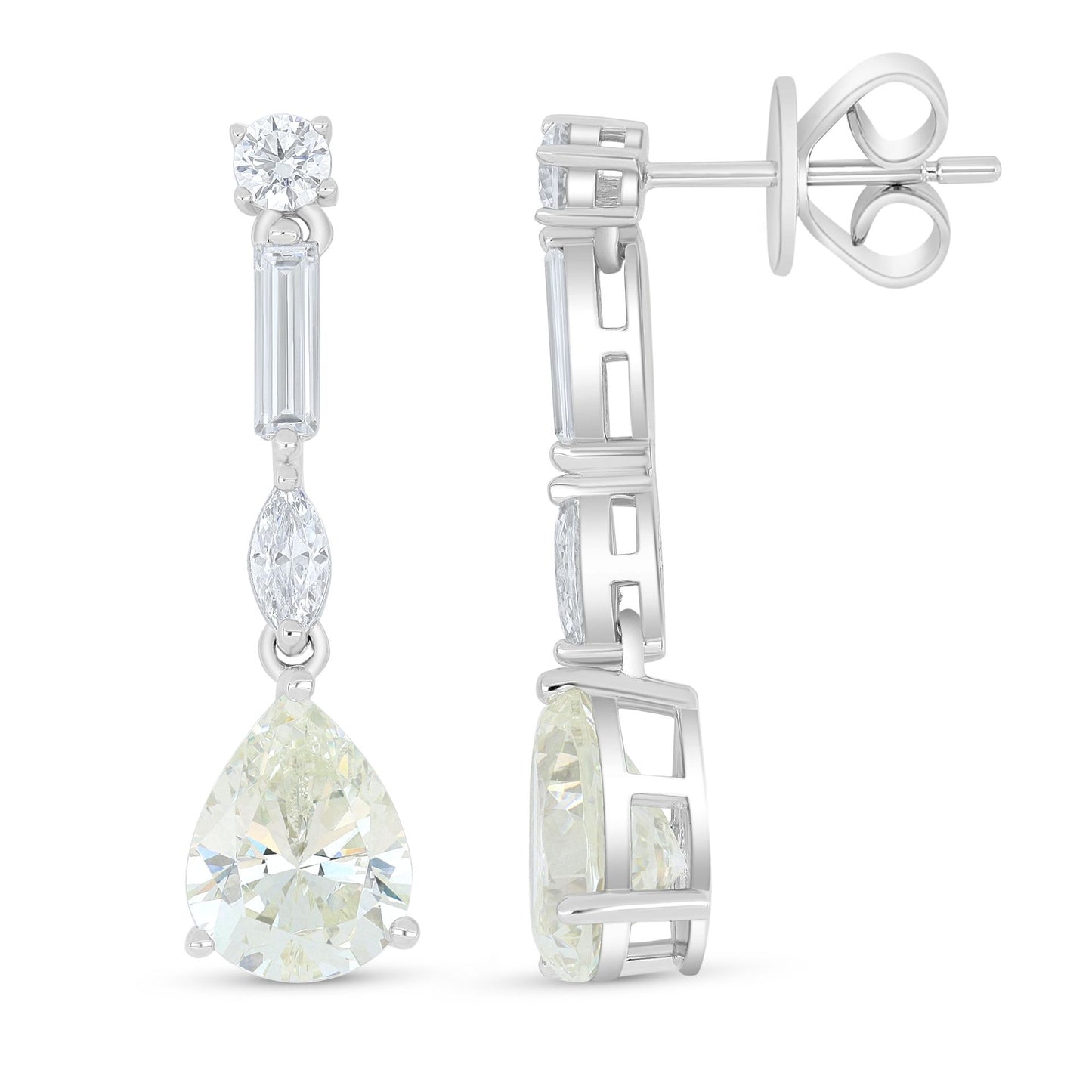 Sterling Silver 925 Earring Rhodium Plated Embedded With Diamond Zircon And White Zircon