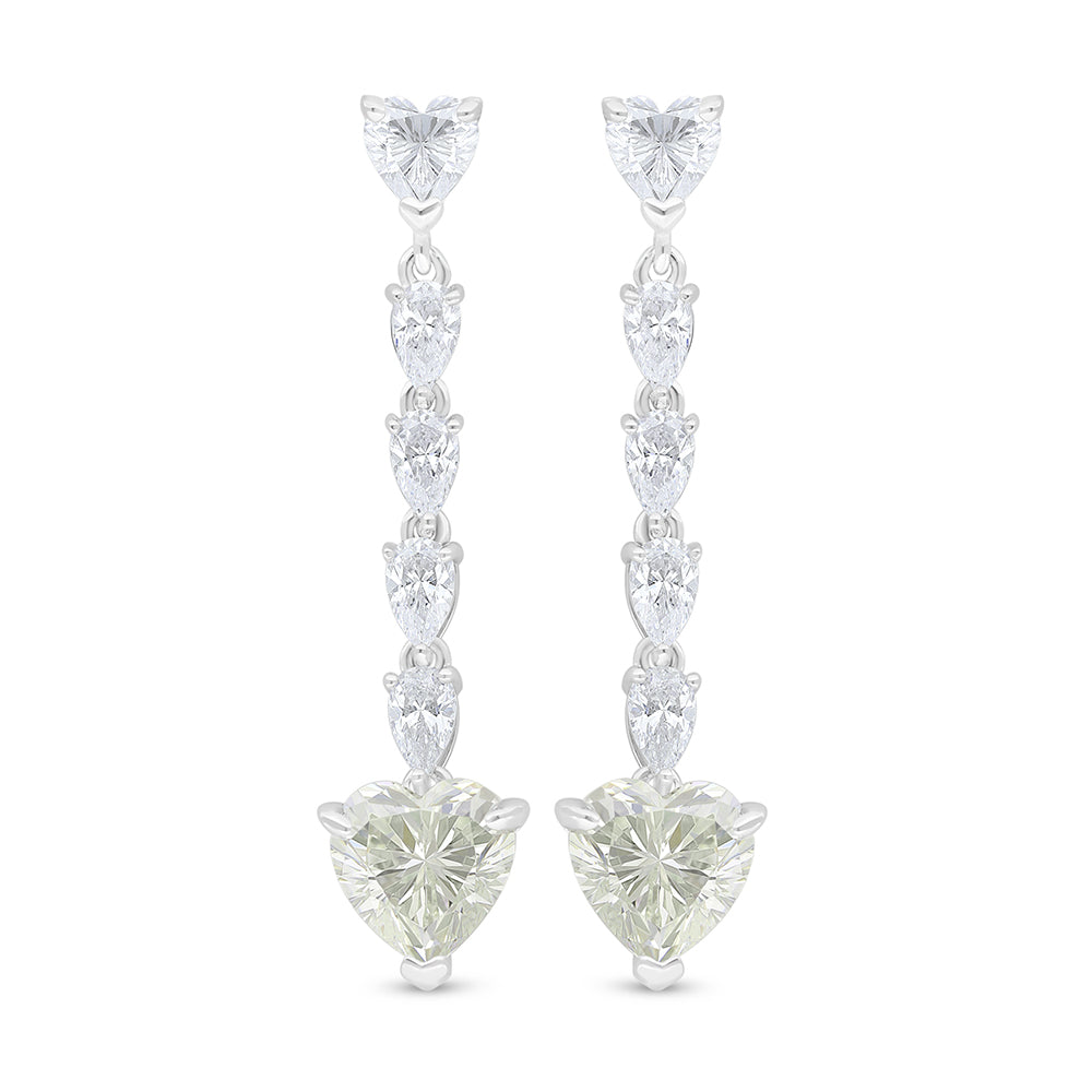 Sterling Silver 925 Earring Rhodium Plated Embedded With Diamond Zircon And White Zircon