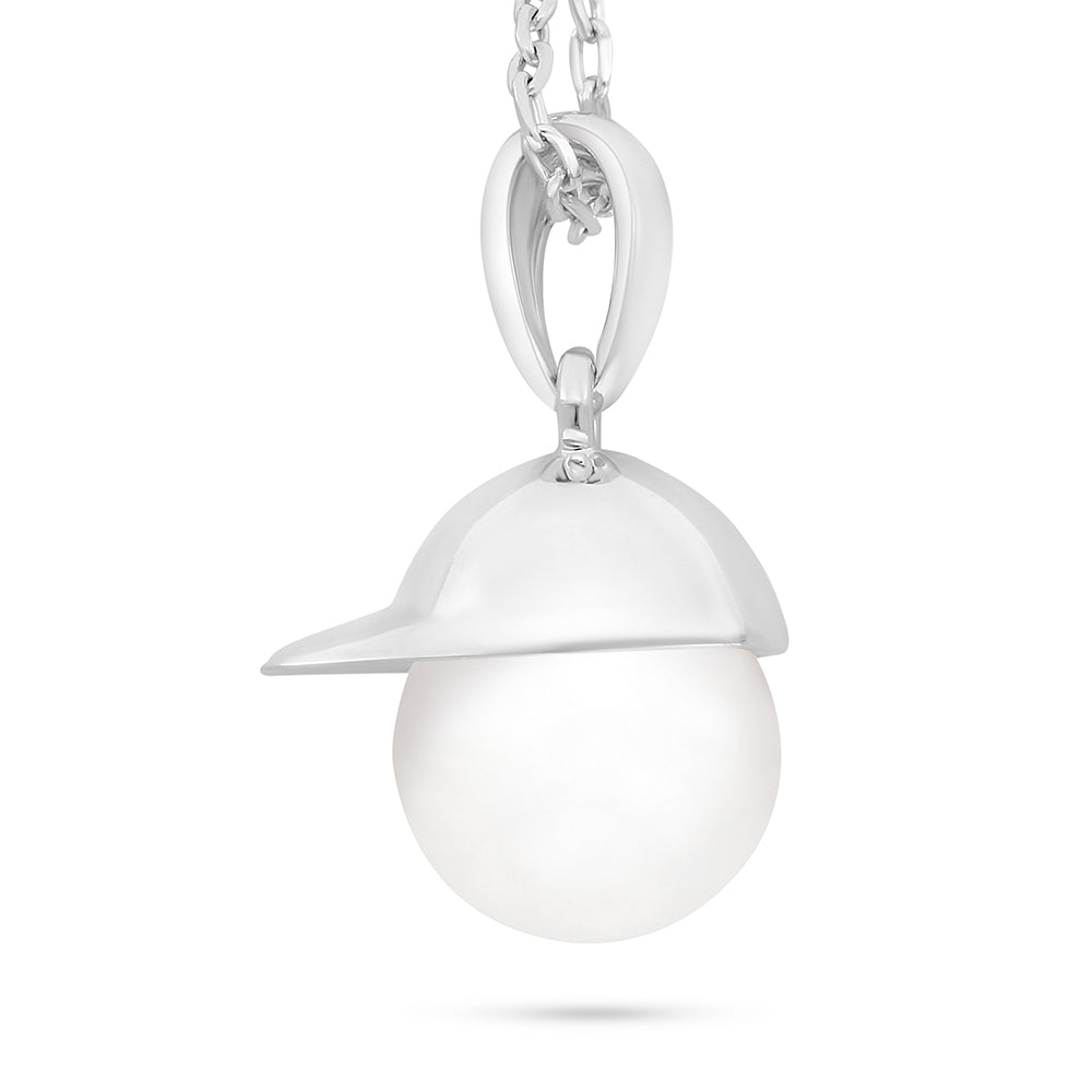Sterling Silver 925 Necklace Rhodium Plated Embedded With Natural White Pearl
