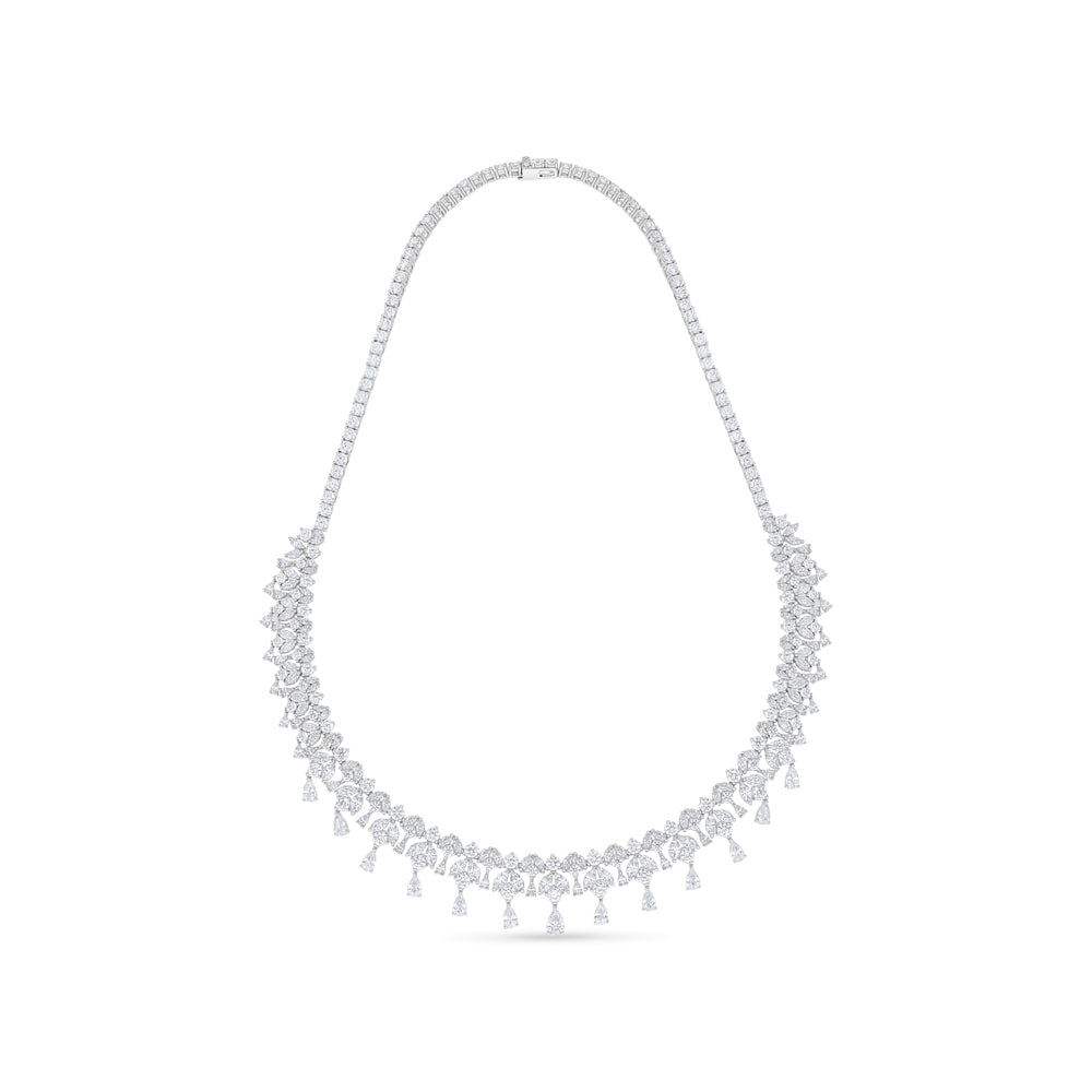 Sterling Silver 925 SET Rhodium Plated Embedded With White Zircon