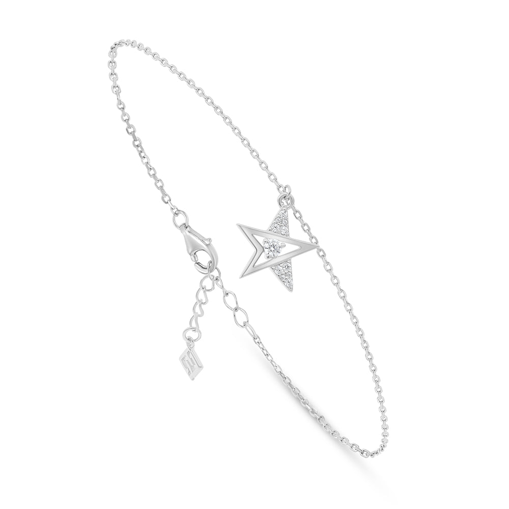 Sterling Silver 925 Bracelet Rhodium Plated Embedded With White Zircon