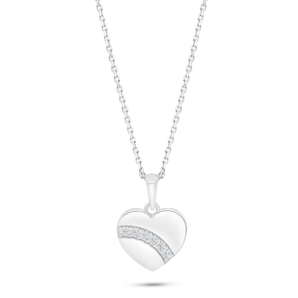 Sterling Silver 925 Necklace Rhodium Plated Embedded With White Zircon