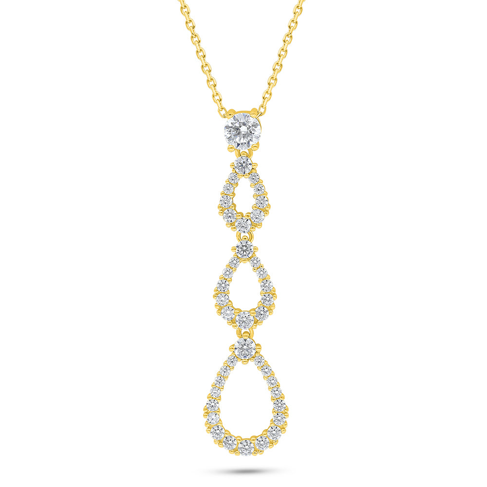 Sterling Silver 925 Necklace Golden Plated Embedded With White Zircon