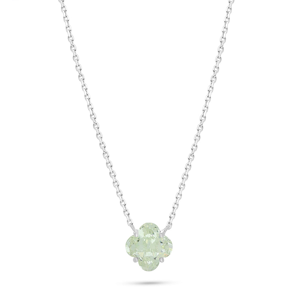 Sterling Silver 925 Necklace Rhodium Plated Embedded With Diamond Zircon