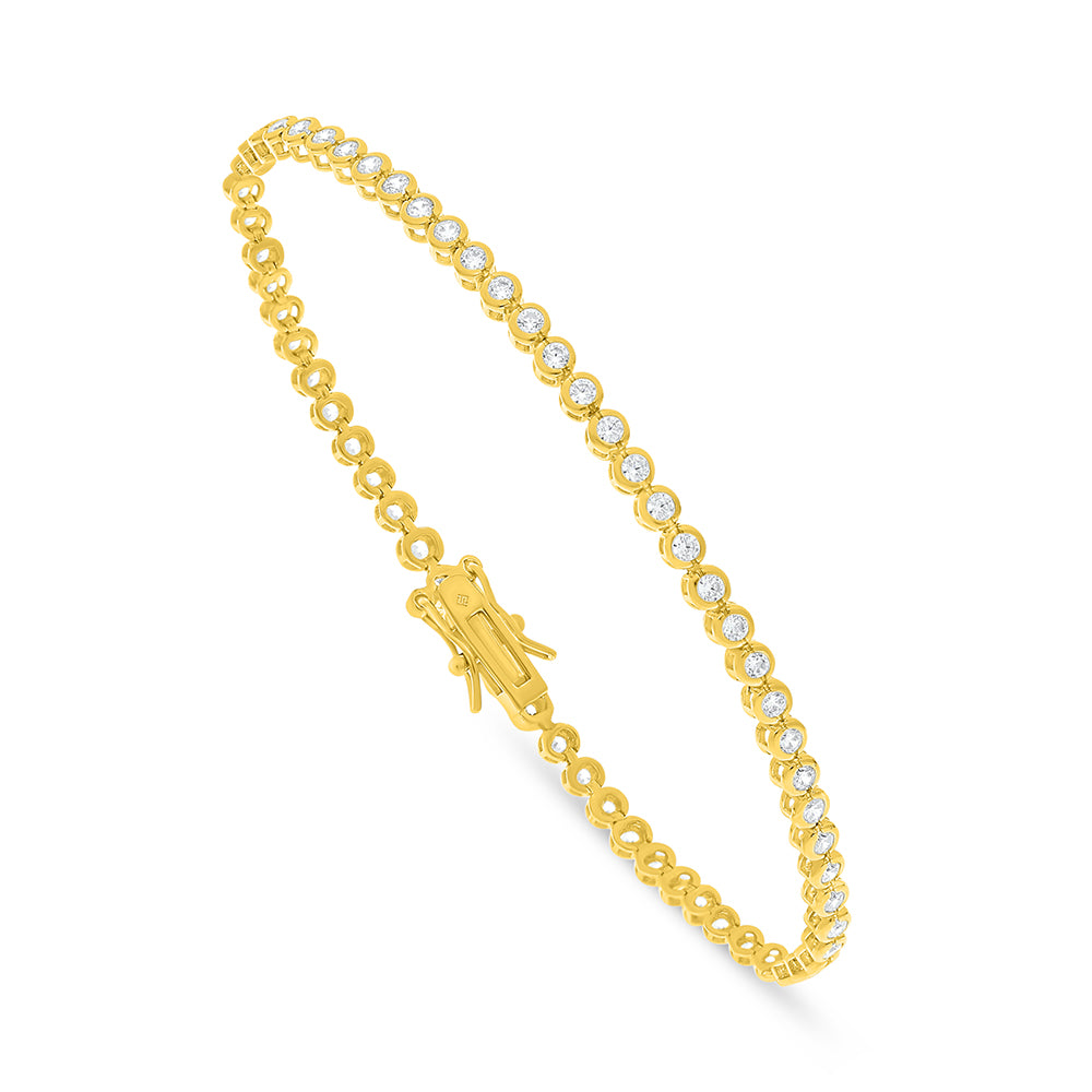 Sterling Silver 925 Bracelet Golden Plated Embedded With White Zircon