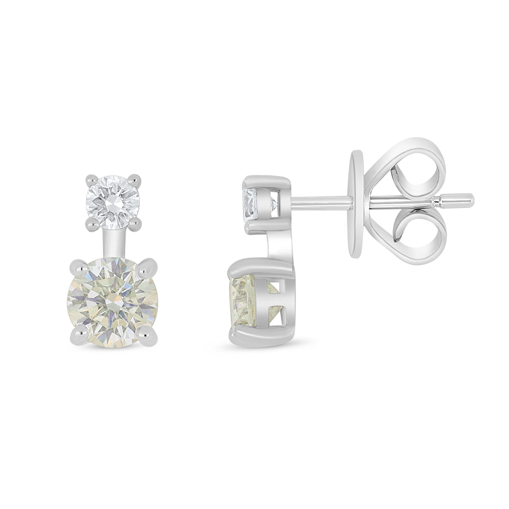 Sterling Silver 925 Earring Rhodium Plated Embedded With Diamond Zircon And White Zircon