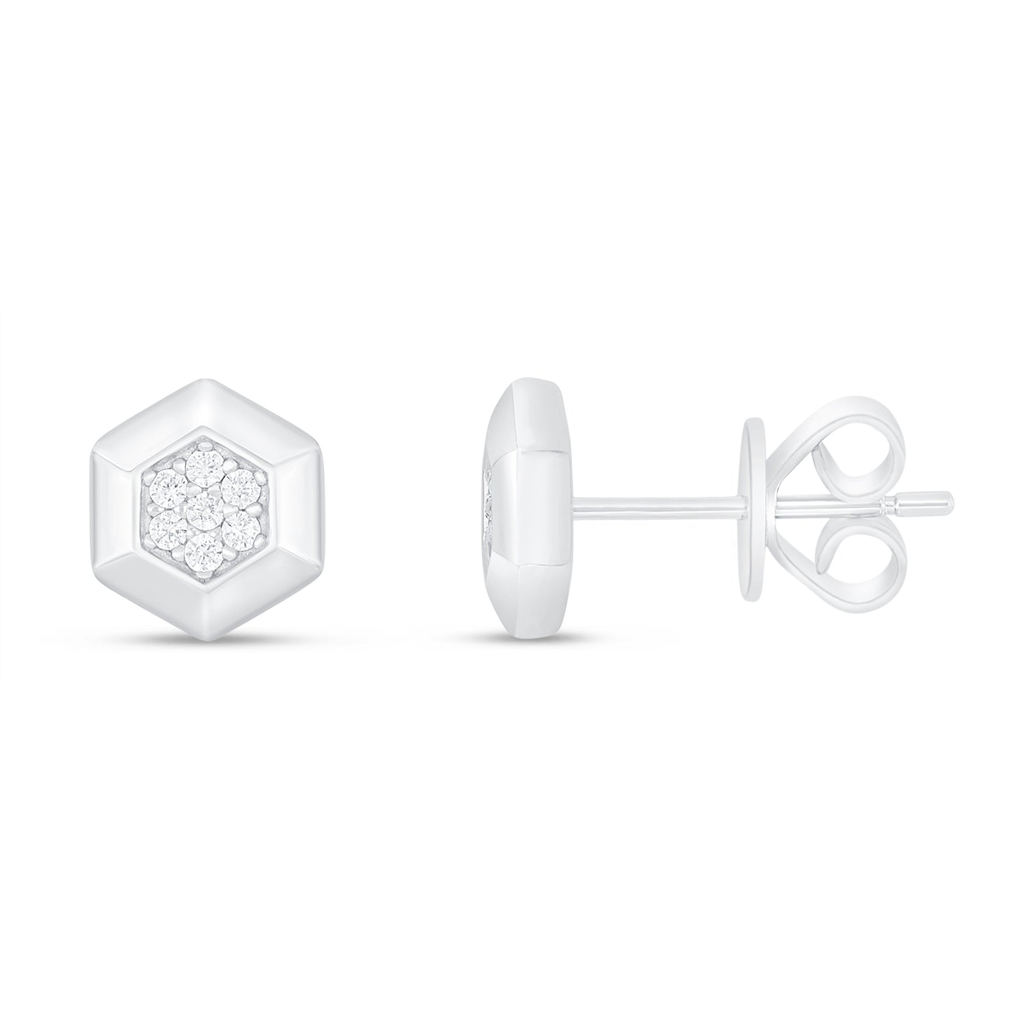 Sterling Silver 925 Earring Rhodium Plated Embedded With White Zircon