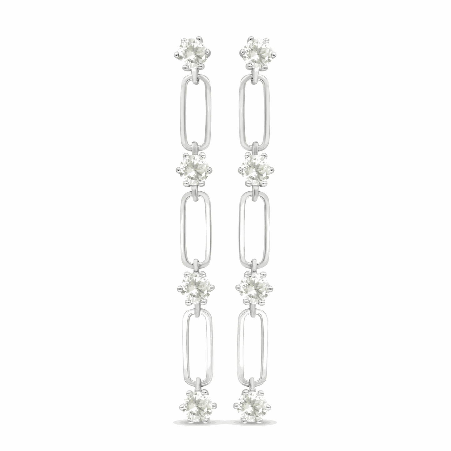 Sterling Silver 925 Earring Rhodium Plated Embedded With Diamond Zircon