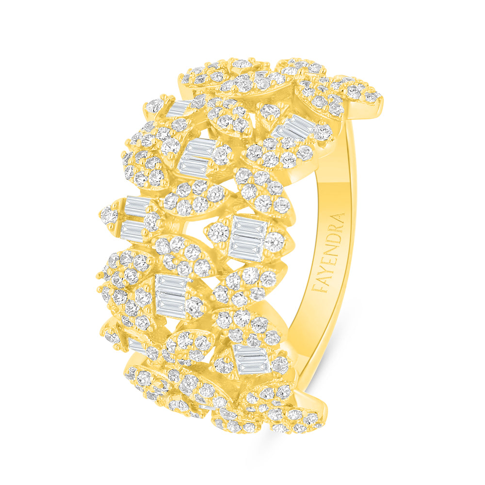 طقم فضة عيار 925 مطلي ذهبي مرصع فص ابيض