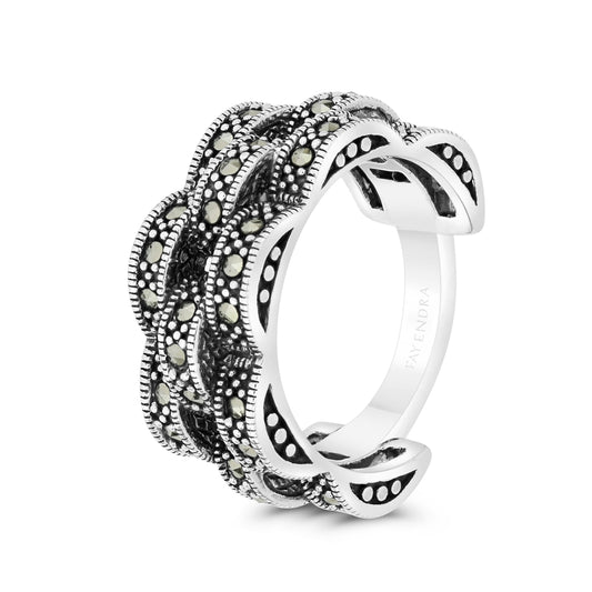 Sterling Silver 925 Ring Embedded With Marcasite Stones