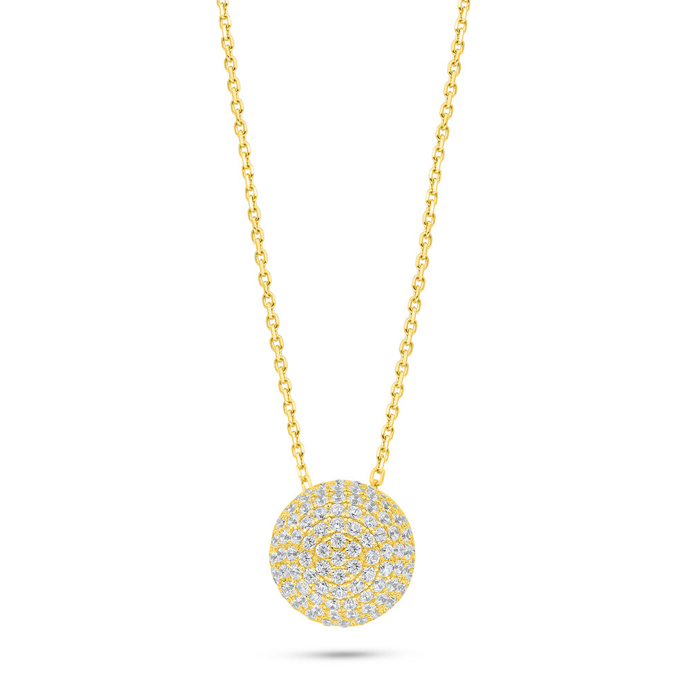 Sterling Silver 925 Necklace Golden Plated Embedded With White Zircon