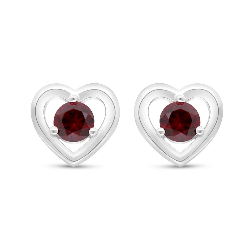 Sterling Silver 925 Earring Rhodium Plated Embedded With Ruby Corundum