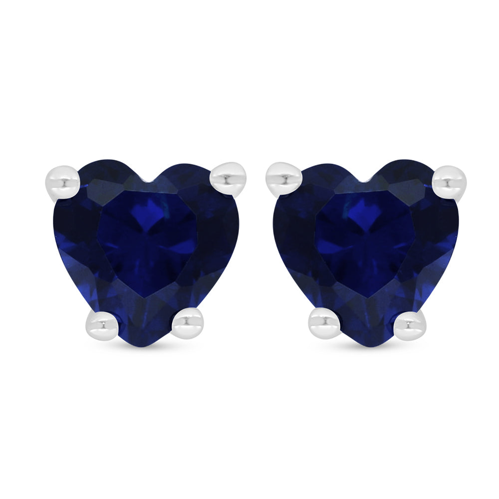 Sterling Silver 925 Earring Rhodium Plated Embedded With Sapphire Corundum