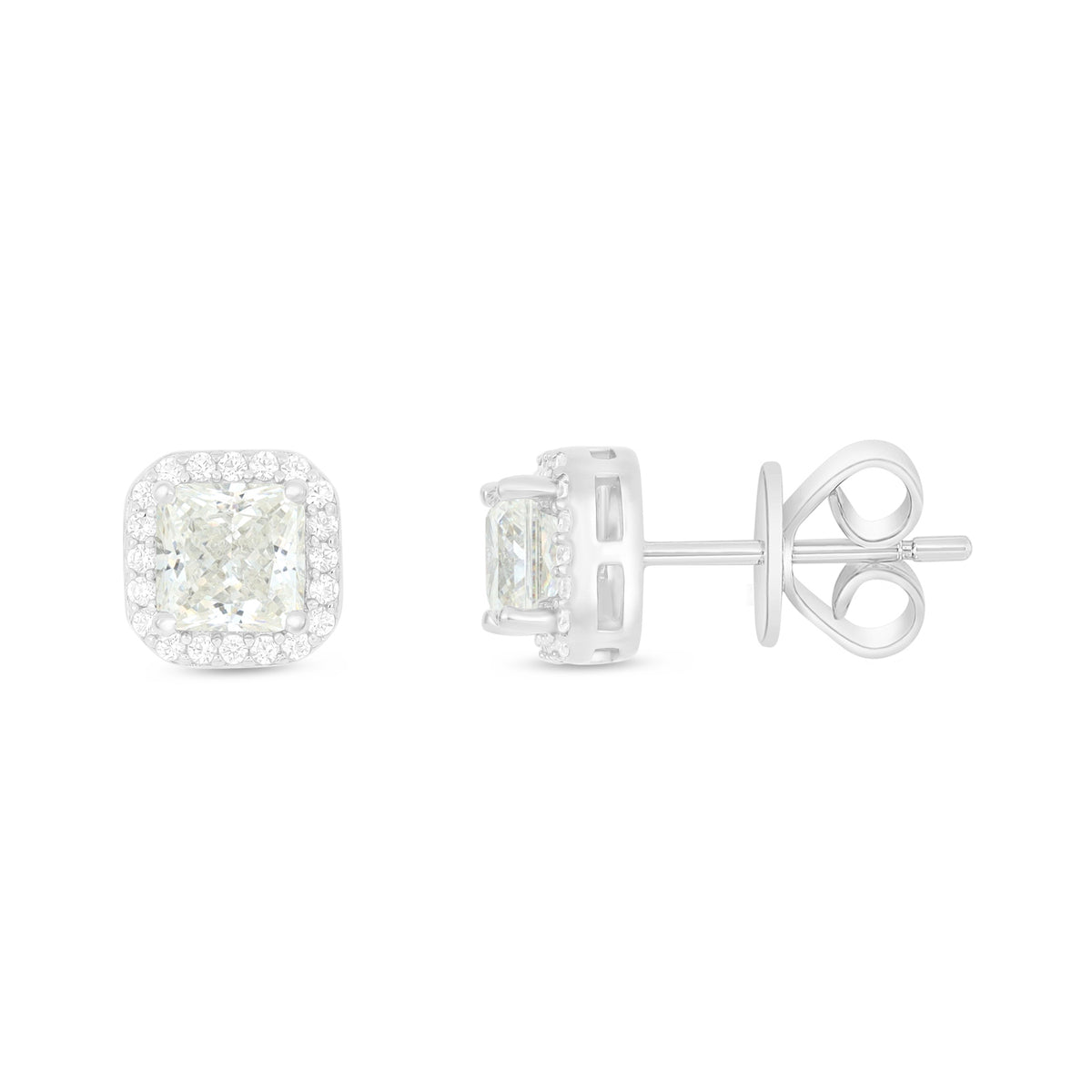 Sterling Silver 925 Earring Rhodium Plated Embedded With Diamond Zircon And White Zircon
