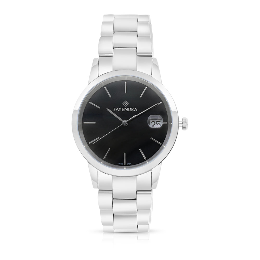 Stainless Steel 316 Watch Silver Color - BLACK MOP DIAL