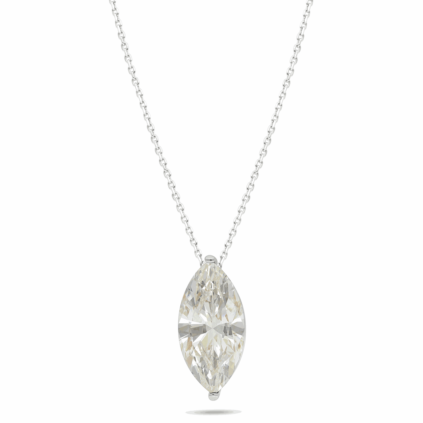 Sterling Silver 925 Necklace Rhodium Plated Embedded With Diamond Zircon