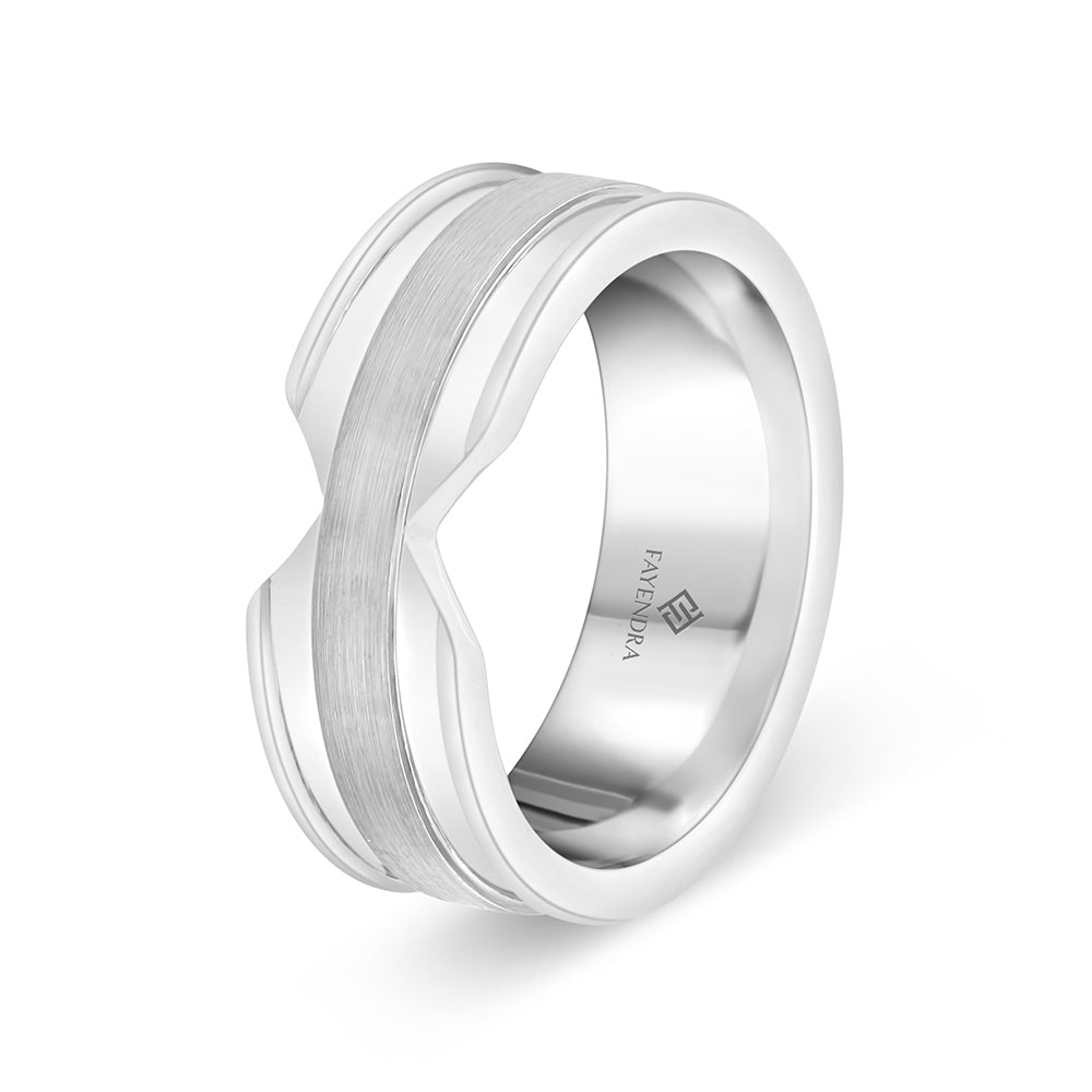 Tungsten Carbide Wedding Ring Rhodium Plated For Men